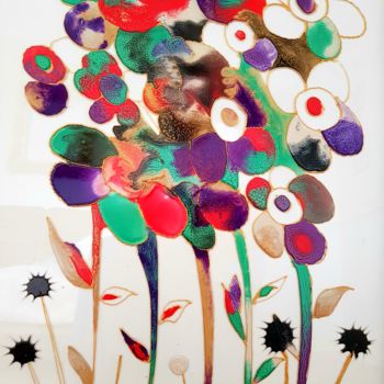 Peinture intitulée "Bloomin wonderful" par Graham Rhodes, Œuvre d'art originale, Émail