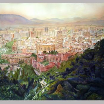 Pintura titulada "VISTA DE MÁLÁGA DES…" por Manuel Granai, Obra de arte original, Acuarela