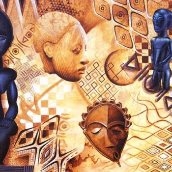 Pittura intitolato "Images d'Afrique 7" da Grandorfa, Opera d'arte originale
