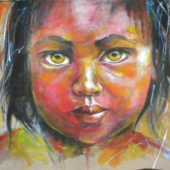 Painting titled "Regarde moi.." by Marie Granger (Mahé), Original Artwork, Acrylic Mounted on Wood Panel