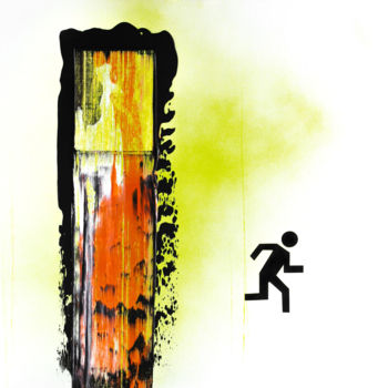 Peinture intitulée "Fire exit" par Nikita Grazhevskiy, Œuvre d'art originale, Acrylique Monté sur Panneau de bois