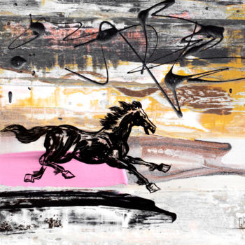Pintura intitulada "The Dark Horse" por Nikita Grazhevskiy, Obras de arte originais, Acrílico Montado em Painel de madeira