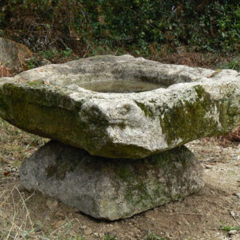 Sculpture titled "vasque aux grenouil…" by Venner Fanch, Original Artwork, Stone
