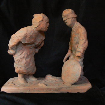 Sculpture titled "PLOGOFF" by Venner Fanch, Original Artwork, Terra cotta