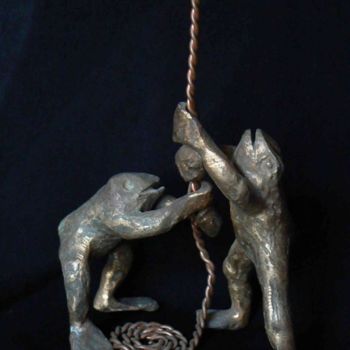 Sculpture titled "vêpres des grenouil…" by Venner Fanch, Original Artwork, Metals