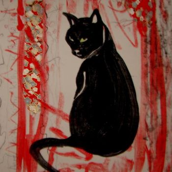 Printmaking titled "Black Cat" by Val Solash, Original Artwork