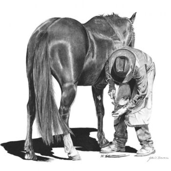 Drawing titled "Rodeo Ferrier" by John Bowman, Original Artwork, Other