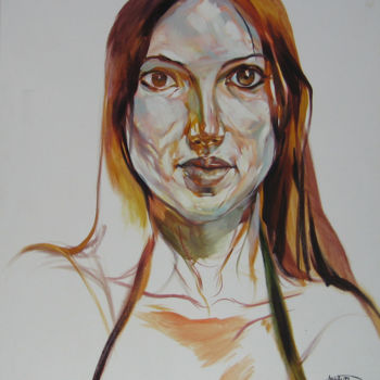 Painting titled "Lauriane" by Arnaud Grappin, Original Artwork, Oil