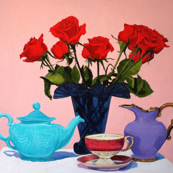Painting titled "Roses Are Red, Teap…" by Gray Jacobik, Original Artwork, Oil