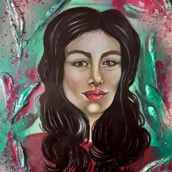 Картина под названием "Portrait of lady" - Grazia Cantatore, Подлинное произведение искусства, Масло Установлен на Деревянна…