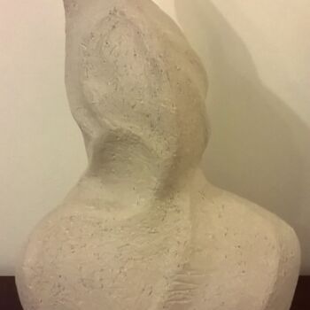 Sculpture intitulée "Lézardé - Blanc Bei…" par Grazia Compagnino, Œuvre d'art originale, Argile