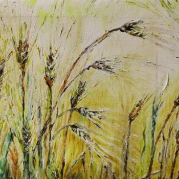 Pintura titulada "Spighe di grano" por Grazia Calabrò, Obra de arte original, Oleo