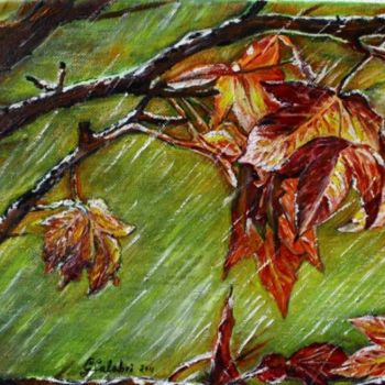 Painting titled "Foglie in autunno" by Grazia Calabrò, Original Artwork, Oil