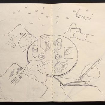 Dibujo titulada "cuaderno / chinchón…" por Antonio Graziano, Obra de arte original