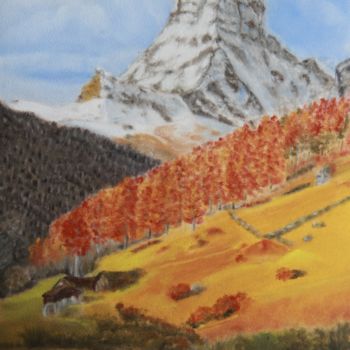 Peinture intitulée "Mont Cervin" par Graziella Féron, Œuvre d'art originale, Pastel