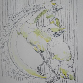 Desenho intitulada "rooster-grazyna-haj…" por Grazyna Hajewski, Obras de arte originais, Tinta