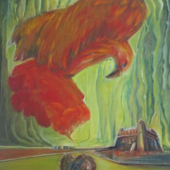 Картина под названием "the-red-eagle-grazy…" - Grazyna Hajewski, Подлинное произведение искусства, Масло