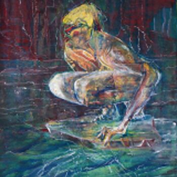 Painting titled "Shipwrecked person" by Grazyna Hajewski, Original Artwork, Oil