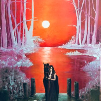Malarstwo zatytułowany „Wieczorem” autorstwa Grazyna Jezak, Oryginalna praca, Olej