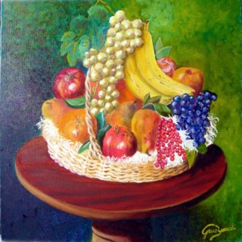 Painting titled "Cesto di frutta" by Greco Baracchi, Original Artwork