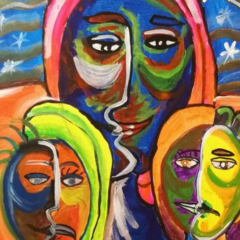 Painting titled "Family" by Viorel Grecu, Original Artwork, Acrylic