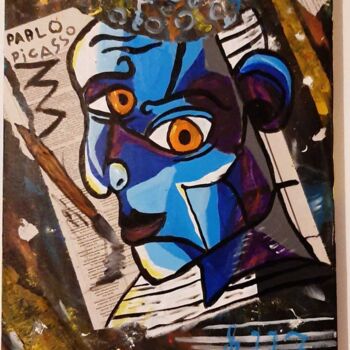 Malerei mit dem Titel "Pablo Picasso" von Viorel Grecu, Original-Kunstwerk, Acryl