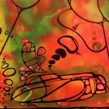 Pittura intitolato "La Voiture de Raymo…" da Green Sun (Aka Xavier) Mennessier, Opera d'arte originale, Spray