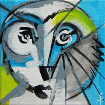 Painting titled "Owl - Chouette" by Sylvie Penet, Original Artwork, Acrylic