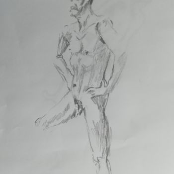 Sketch man standing, nude