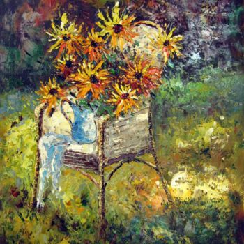 Peinture intitulée "Vase Flower 208" par Greg Leander, Œuvre d'art originale, Huile Monté sur Châssis en bois