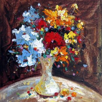 Pittura intitolato "Vase Flower 211" da Greg Leander, Opera d'arte originale, Olio Montato su Telaio per barella in legno