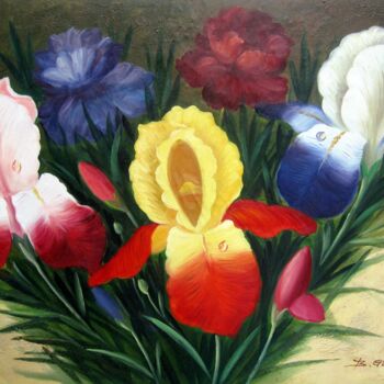 Painting titled "orchid 001" by Greg Leander, Original Artwork, Oil