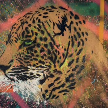 Painting titled "Guépard" by Greg Garnier, Original Artwork, Spray paint