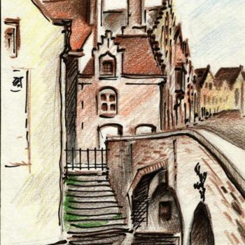 Painting titled "Brugge1 - Bridge" by Gregory Borin, Original Artwork