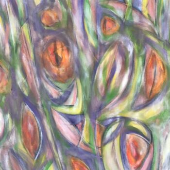 Painting titled "Floral Movement 5" by Gregg Simpson, Original Artwork, Acrylic Mounted on Wood Stretcher frame