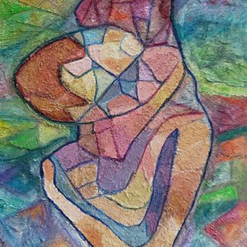 Peinture intitulée "Amour maternel" par Grégoire Koboyan (Cricorps), Œuvre d'art originale, Huile