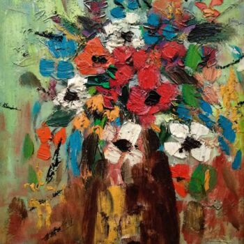 Malarstwo zatytułowany „Bouquet de fleurs” autorstwa Grégoire Koboyan (Cricorps), Oryginalna praca, Olej