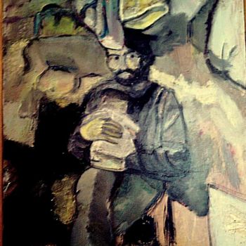 Painting titled "Le père, le fils..." by Grégoire Koboyan (Cricorps), Original Artwork, Oil