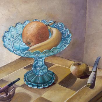 Peinture intitulée "Coupe bleue et frui…" par Grégoire Koboyan (Cricorps), Œuvre d'art originale, Huile