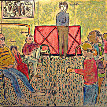 Dessin intitulée "Mjc du Razès  Belvè…" par Grégoire Koboyan (Cricorps), Œuvre d'art originale, Stylo à bille