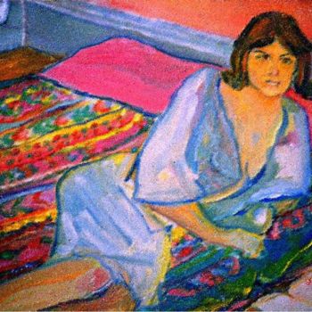 Pintura intitulada "marie lit au lit en…" por Grégoire Koboyan (Cricorps), Obras de arte originais, Óleo