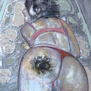 绘画 标题为“Tatoo au derrière” 由Grégoire Koboyan (Cricorps), 原创艺术品, 粉彩
