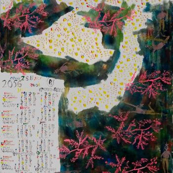 Pintura titulada "2056 -B Acacia prui…" por Grégoire Koutsandréou, Obra de arte original, Acrílico Montado en Bastidor de ca…