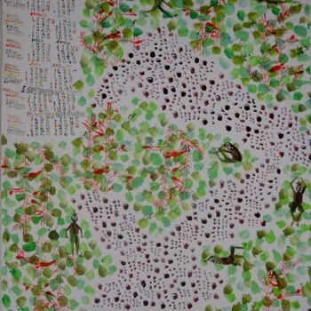 Malerei mit dem Titel "2139-B  Acacia dacr…" von Grégoire Koutsandréou, Original-Kunstwerk, Acryl Auf Keilrahmen aus Holz mo…