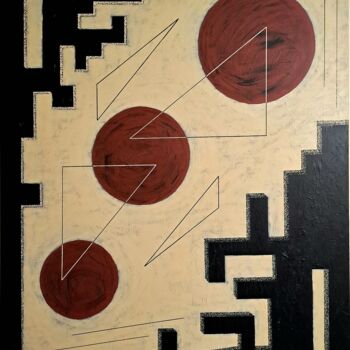 Картина под названием "Three red moons" - Gregör Hosjan, Подлинное произведение искусства, Акрил