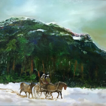 Painting titled "Appalachian winter" by Gregory Anoufriev, Original Artwork, Oil