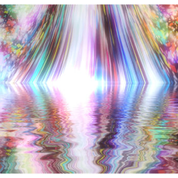 Digital Arts titled "Rainbow Waterfall" by Grégory Bianchi, Original Artwork, Digital Painting