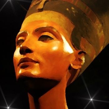 Digitale Kunst mit dem Titel "Nefertiti" von Grégory Bianchi, Original-Kunstwerk, Digitale Malerei