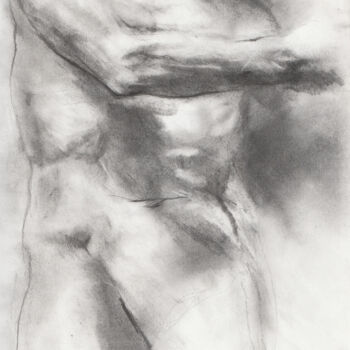 Drawing titled "etude nu masculin 3" by Grégory Geng, Original Artwork, Pencil
