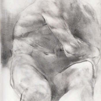 Drawing titled "etude nu masculin 5" by Grégory Geng, Original Artwork, Pencil